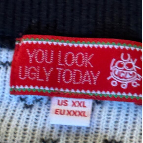 You Look Ugly Today Christmas Sweater Reindeer & Snowflake Pattern Black   XXL - Picture 6 of 8